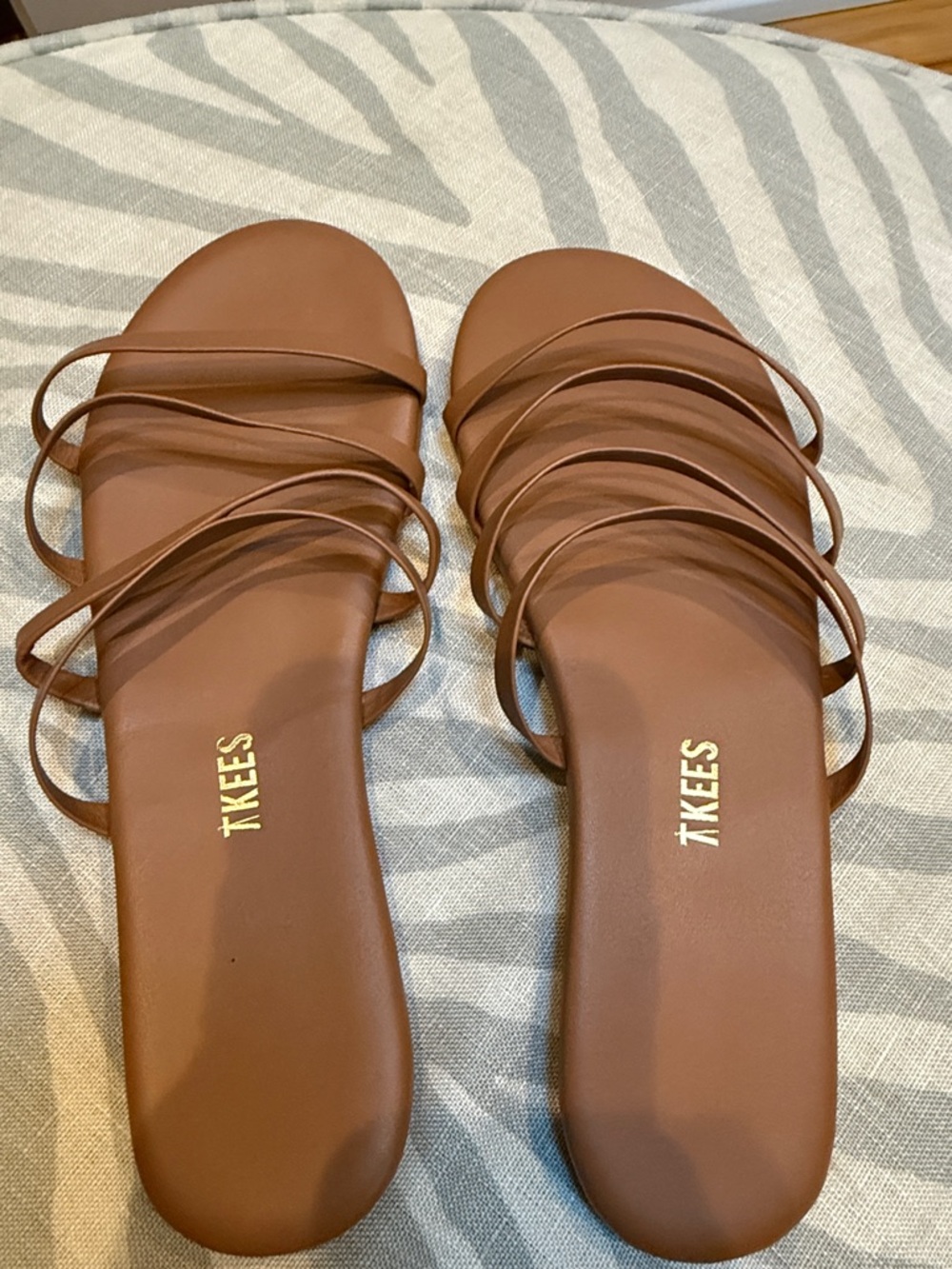 TKEES Cognac Multi-Strap Slide Sandals